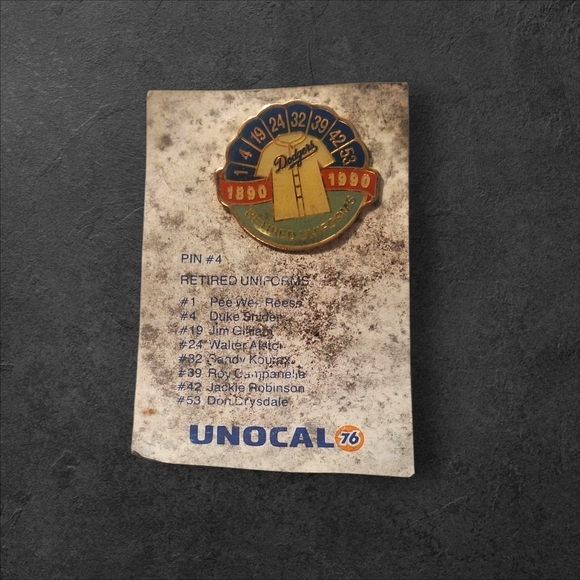 Vintage Commemorative Pin Retired Dodgers Uniforms w/Card - Picture 4 of 4